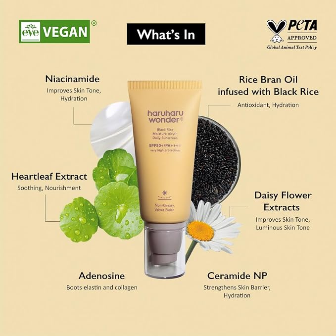Haruharu Wonder Black Rice Moisture Airyfit Daily Sunscreen 1.69fl.oz (Pack of 2)