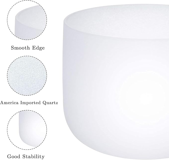 432HZ 7inch 8inch 9Inch Set Of 3 Pcs Quartz Crystal Singing Bowls Set with Thick Carrying Case Bag, Resonance Striker, O-ring, Chakra Sound Bowl for Spiritual Healing, Mindfulness, Meditation, Yoga