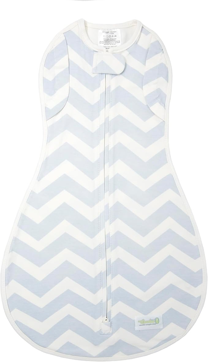 Woombie Convertible Baby Swaddle Blanket, Converts to Wearable Blanket for Babies Up to 6 Months, Blue Chevron, 14-19 lbs