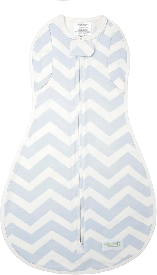 Woombie Convertible Baby Swaddle Blanket, Converts to Wearable Blanket for Babies Up to 6 Months, Blue Chevron, 14-19 lbs