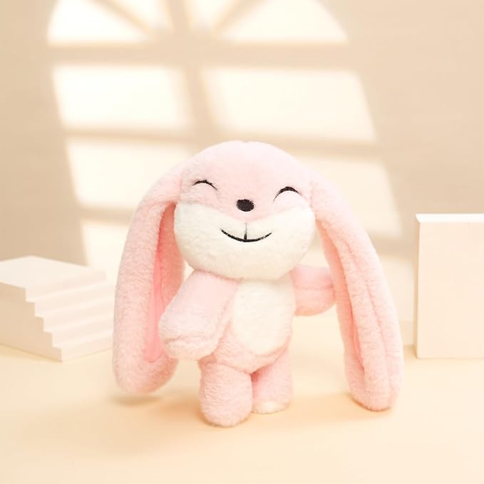 Bunny Plush Toy Stuffed Animal Funny Rotating Head Rabbit Plush Pillows Toy Cute Sensory Soft Stuffed Animals Doll That Show Your Mood Stuffed Bunny For Easter Christmas Birthday Gift，11in(Pink)