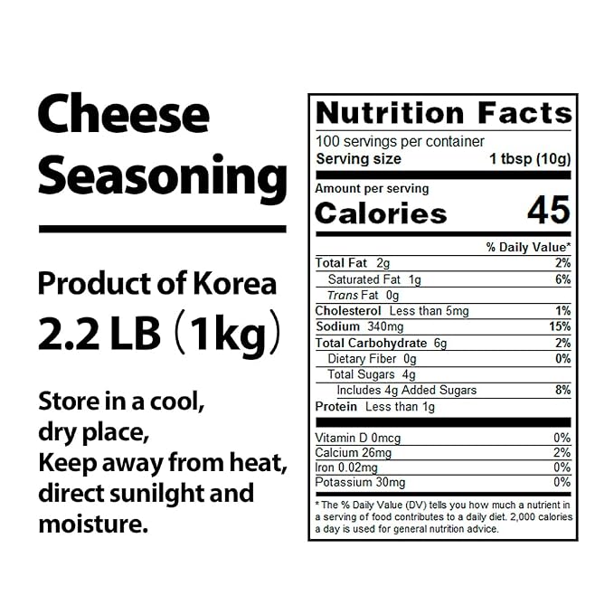 Foodrella Korean Taste Crispy Fried Chicken Cheese Seasoning Mix, Frying Powder Mix, Product of Korea, 2.2 LB (1kg), 1 pack