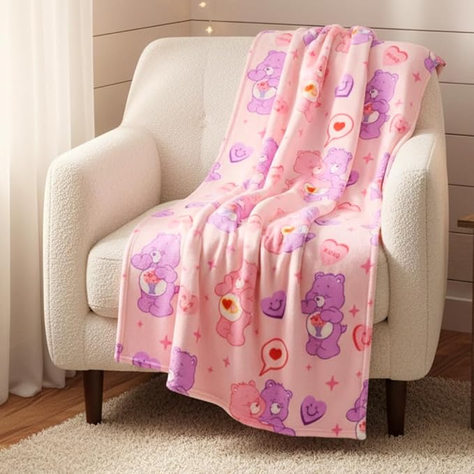 Care Bears Love-A-Lot & Share Bear Kids Throw Blanket, Super Soft Silk Touch, 40" x 50", (Officially Licensed Product) by Franco