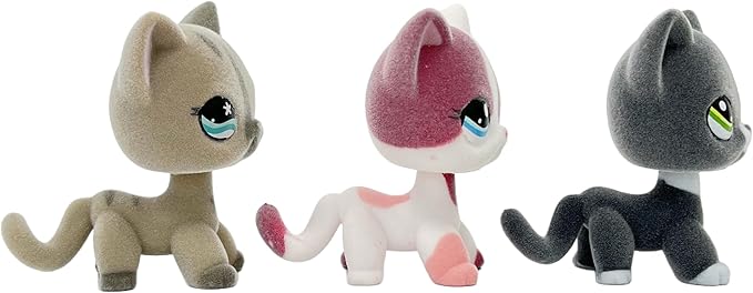 3pcs/Set Custom Flocked Pet Shop Toys Short Hair Cat Kitten Collie Great Dane Cocker Spaniel Dachshund Puppy Dog OOAK Compatible with LPS (#468 and 2291 and 2249)