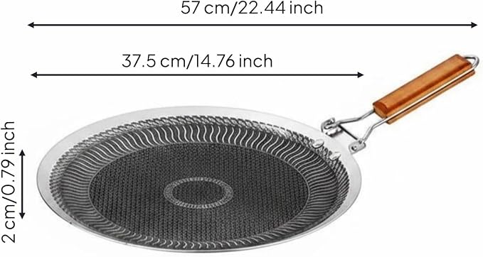 Korean Barbecue Pan Coating Round Stainless Steel Griddle Easy to Clean double Handle Grilling Pan for Camping, Outdoor, 38CM, Foldable