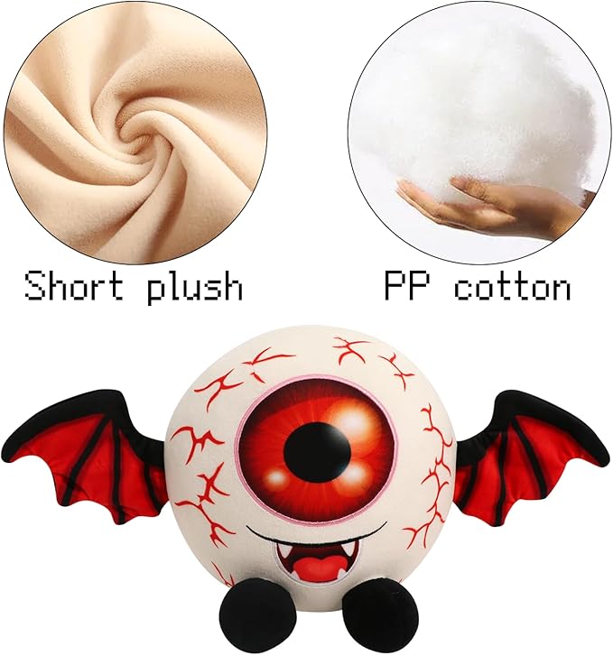 Halloween Eyeball Plush Toy,9" Scary Eyeball Stuffed Animals with Bat Wings,Eyeball Plushies Gift for Kids Halloween Party Decoration