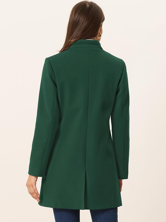 Allegra K Women's Winter Overcoat Mid-Long Stand Collar Single Breasted Coat Outerwear