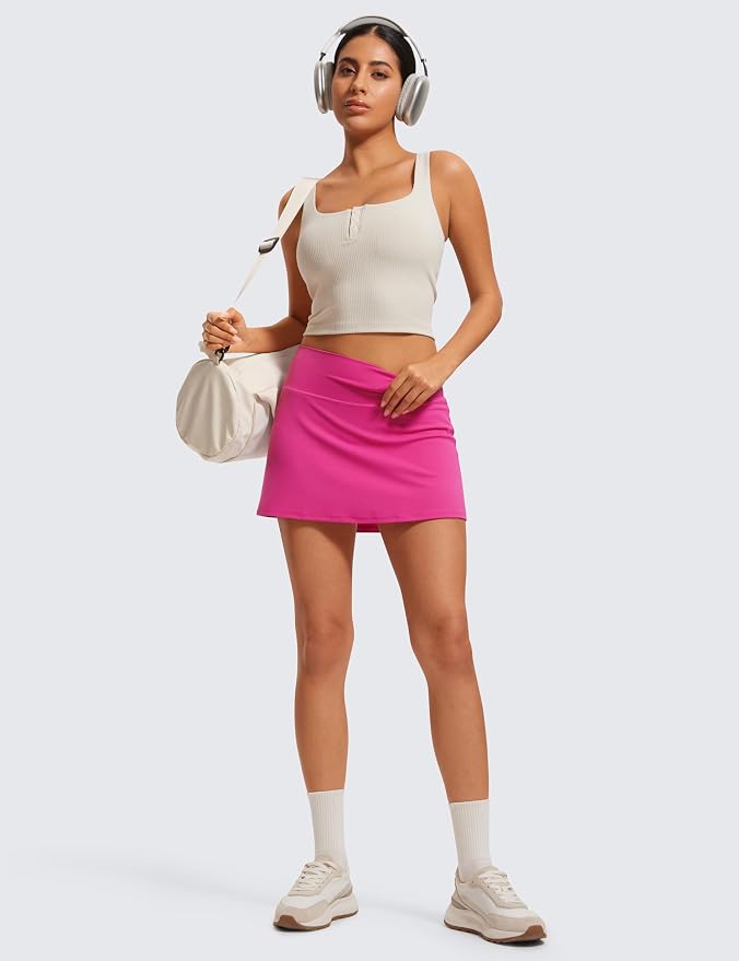 CRZ YOGA Butterluxe High Waisted Tennis Skirts | Built-in Shorts with Pockets, Extremely Soft, Casual, A Line, Stretchy, Mini, Skort for Women