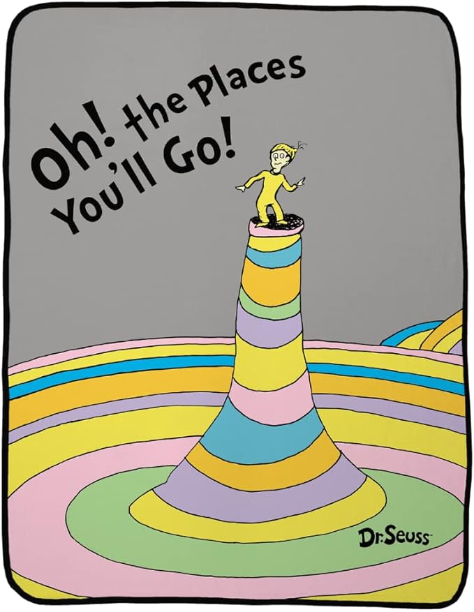 Collectibles Dr. Seuss “ Oh The Places You’ll go” Bedding Super Soft Micro Raschel Throw, 46 in x 60 in, (Official Licensed Product) by Franco