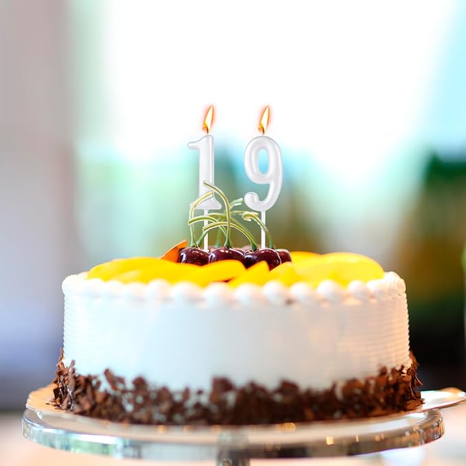 Beanlieve Pearl White Numeral Birthday Candles - Cake Numeric Candles Number 0 1 2 3 4 5 6 7 8 9,Used for Cake Decoration on Birthday Parties and Wedding Anniversary Celebrations(10 Pieces)