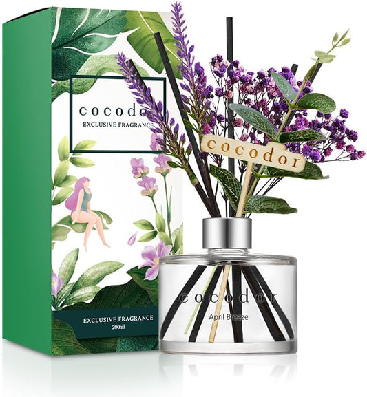 COCODOR Lavender Reed Diffuser/April Breeze/6.7oz/1Pack / Home Fragrance Scent Essential Oil Stick Diffuser for Bedroom Bathroom Home Decor for Women