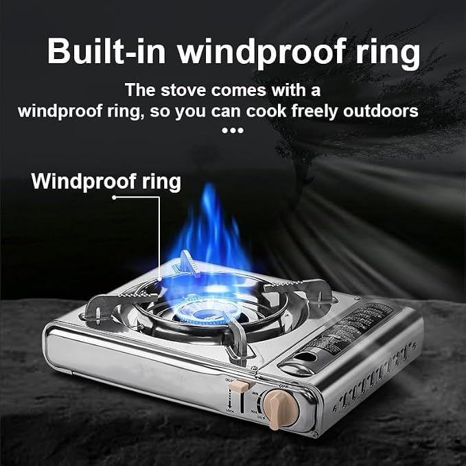 Detachable Grill Pan & Gas Stove Combo with Safety Auto-Eject | Portable Suitcase Design for Camping, Tailgating, Picnics, Indoor/Outdoor Cooking & Hot Pot