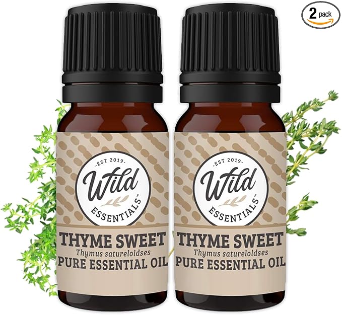 Wild Essentials Thyme Sweet 100% Pure Essential Oil 2 Pack - 10ml, Therapeutic Grade, Made and Bottled in the USA