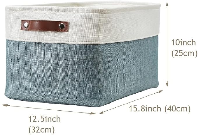 DECOMOMO Storage Bins, Extra Large Fabric Storage Baskets for Shelves 3Pack | 15.8 x 12.5 x 10 inches Decorative Linen Closet Organizers (Green & White)