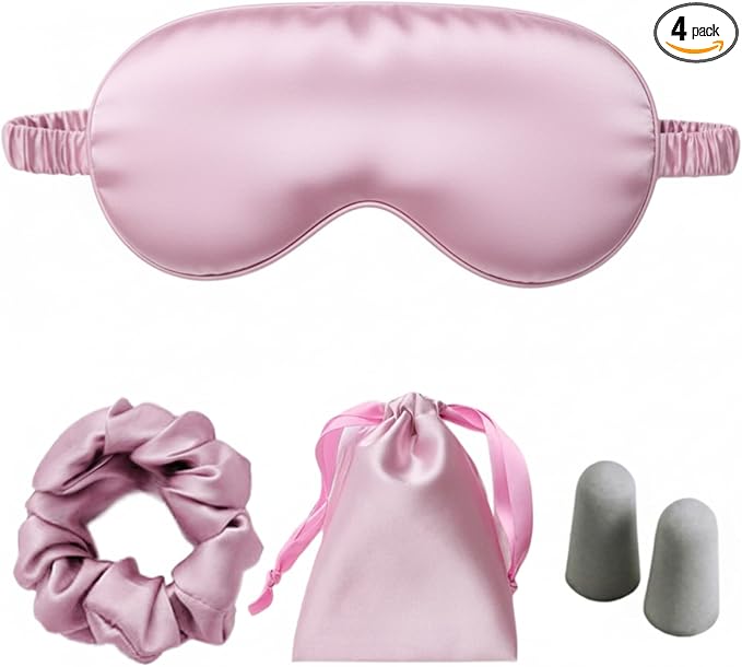 Silk Satin Sleeping Eye Mask, Light Purple Sleep Eye Mask Night Blindfold for Women and Men, Soft Breathable Blackout Eyeshade Eye Cover for Travel, Wedding Bridesmaid Gift