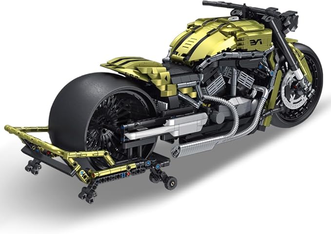 MISINI 672110 Dark Night Phantom Motorcycle Building Blocks Set 2427 PCS 1:5 V2 Technology Locomotive Model Bricks with LED Light, Ideal Gift for Men Teens (672110 Motorcycle)