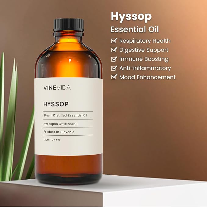 VINEVIDA Hyssop Essential Oil - Undiluted Hyssop Oil - Hyssop Candle Oil Scent - DIY Candle Scents for Candlemaking - Bulk Essential Oil for Soap Making