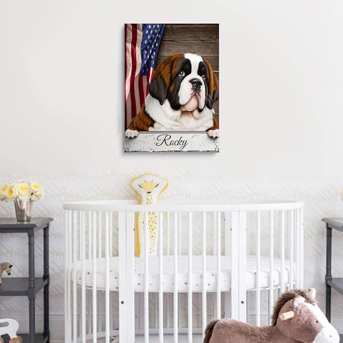 Custom Wooden Jigsaw Puzzles with Your Dog's Name on Saint Bernard Art Print - 300 500 1000PCS Puzzles Game and Home Wall Decor