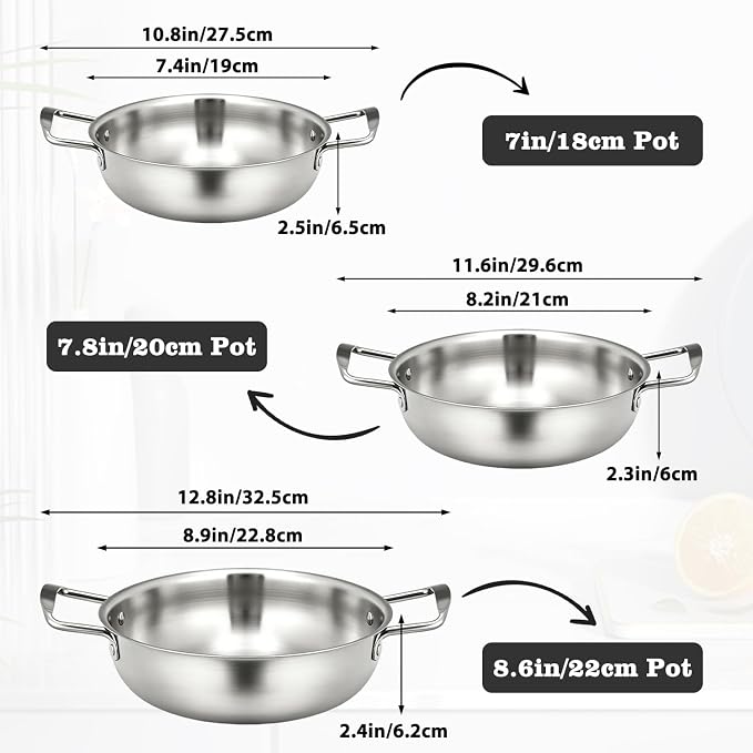 Ramen Pot 7.8in Stockpot Everyday Pan Korean Cooking Pot Cookware | Stainless Steel Ramen Cooking Pot Noodle Soup Pot for Pasta Egg