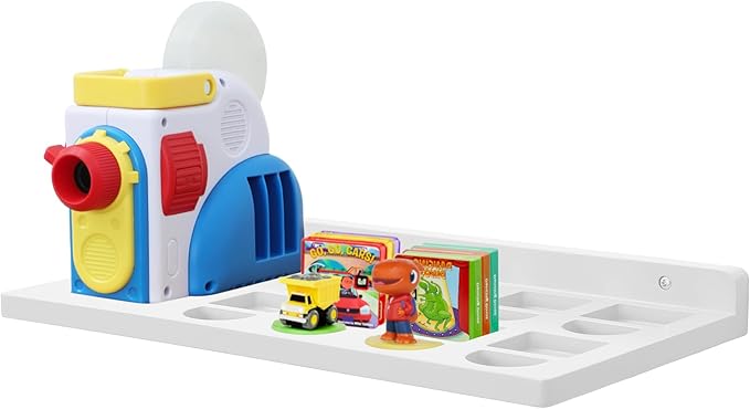 PHOENANCEE Floating Shelves for Little Tikes Story Dream Machine,Wall Shelf for Little Tikes Projector Books Audio Play Character Storage Tray Organizer for Toddlers and Kids Girls Boys,Oak(White)