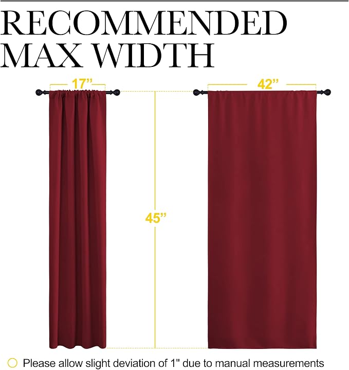 NICETOWN Burgundy Curtains Blackout Drape Panels - Lights Block Out Window Treatment Curtain Sets for Home Decoration on Christmas & Thanksgiving Day (Set of 2 Panels, 42 by 45-Inch)