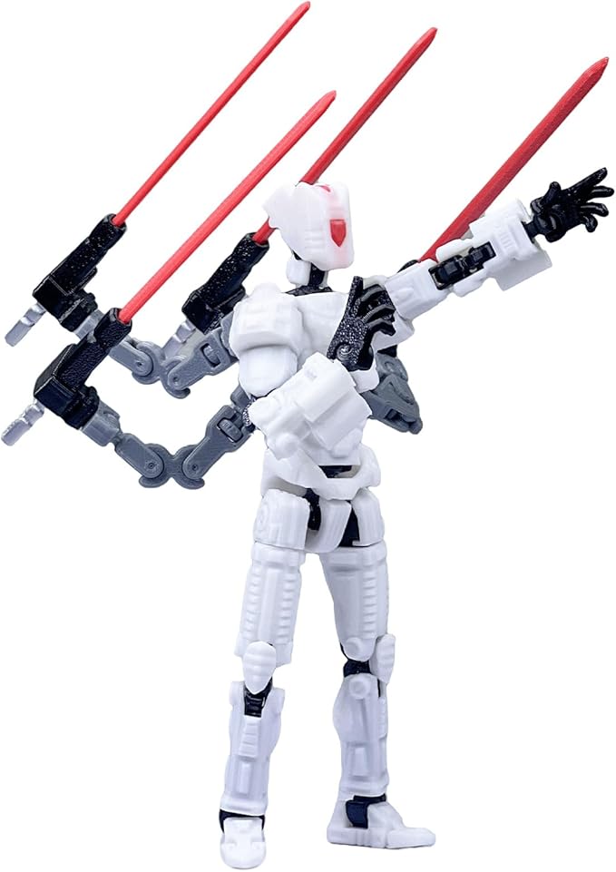 Assembly Completed T13 Action Figure,3D Printed Multi-Jointed Movable T 13, Nova 13 Action Figures Desktop Decorations for Game Lovers Toy (White)