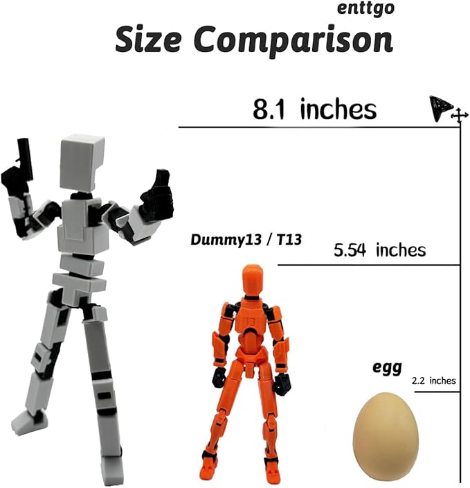 (Assembly Completed) 3D Printed Enlarge Body Size 8.13-inch Action Figure Lucky20, Full Body Mechanical Movable Toy, Multiple Accessories, Desk Decoration (White)