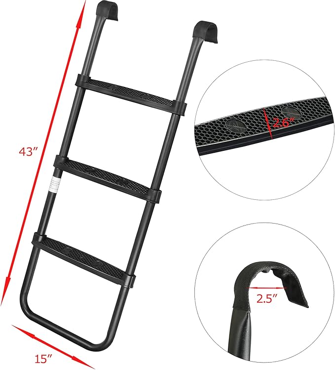 Trampoline Ladder Slide kit, Universal Trampoline Weather Resistant Galvanized Ladder with Slide for Children Kids, Steel Shoe Storage Bag