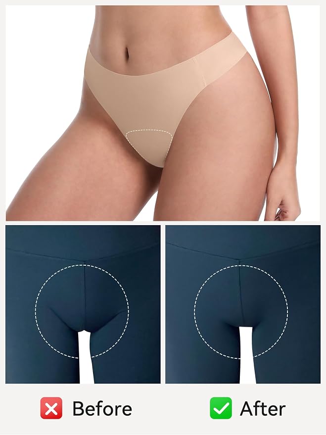LUCKMEEY Cotton Thongs for Women Seamless Thongs for Women No Show Thong Panty Liners Workout G-String Thongs Underwear
