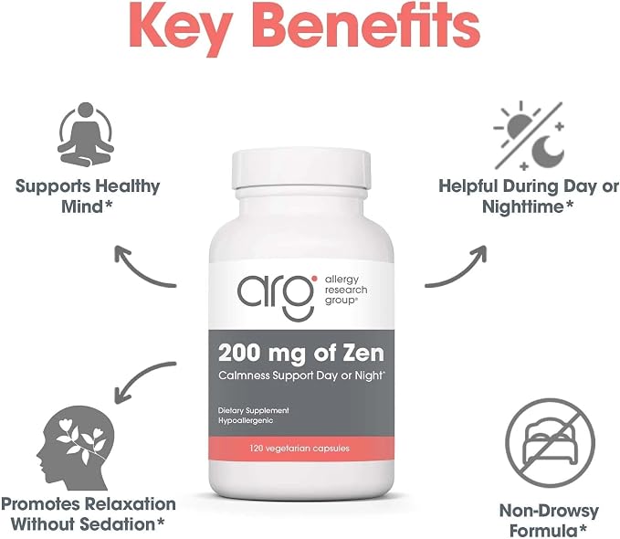 Nutricology ZenMind - 550 mg GABA & 200 mg L-Theanine - Calmness & Relaxation Support Day or Night - Non-Drowsy Formula - Vegetarian Capsules - 60 Servings - 120 Capsules