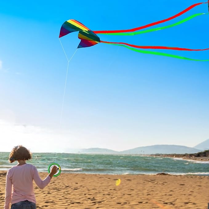 HENGDA KITE for Kids&Adults Rainbow Parafoil Kite with Long Tail,with 700 Feet Kite Reel String, Easy to Fly, Suitable for Children to Play, do not Need to Assemble，Perfect for Beach Fun