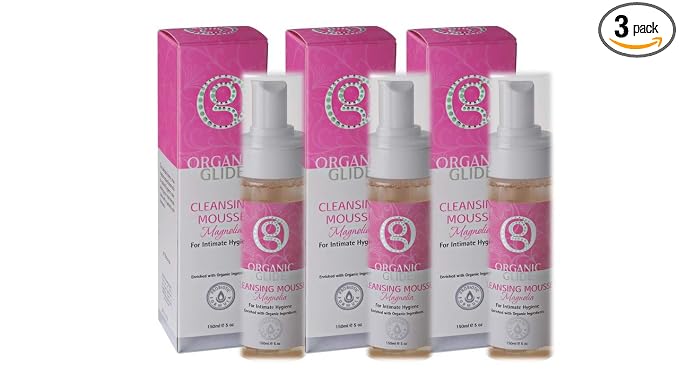 Organic Glide Feminine Body Wash 5 fl oz - Natural Cleansing Mousse with Unique Probiotic Support, pH Balanced, Gentle for Sensitive Skin & Intimate Areas, Refreshing Magnolia Scent (3-pack)