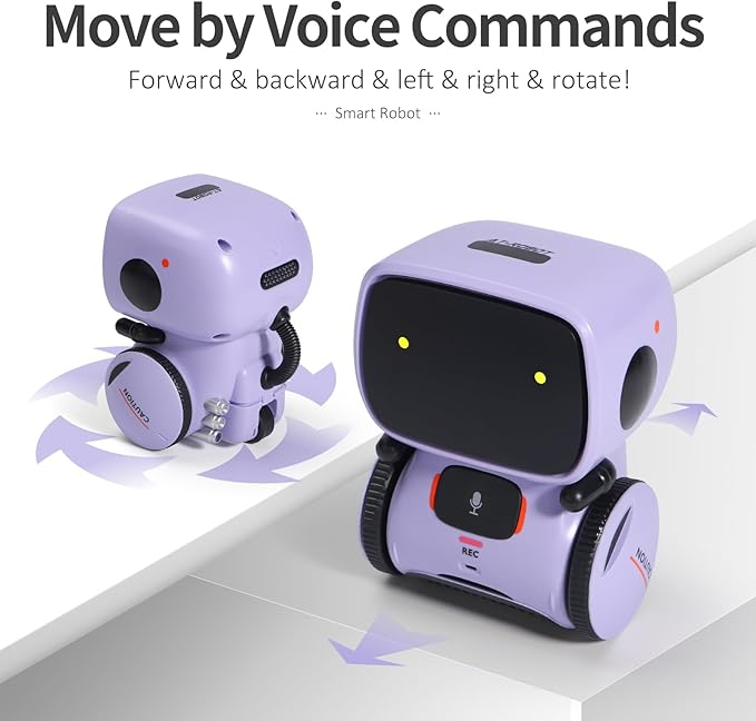 GILOBABY Kids Robot Toys, Interactive Toys Companion Smart Talking Robotic with Voice Control Touch Sensor, Singing, Dancing, Recording, Repeat, Birthday Gifts for Girls Ages 3+ Years (Purple)