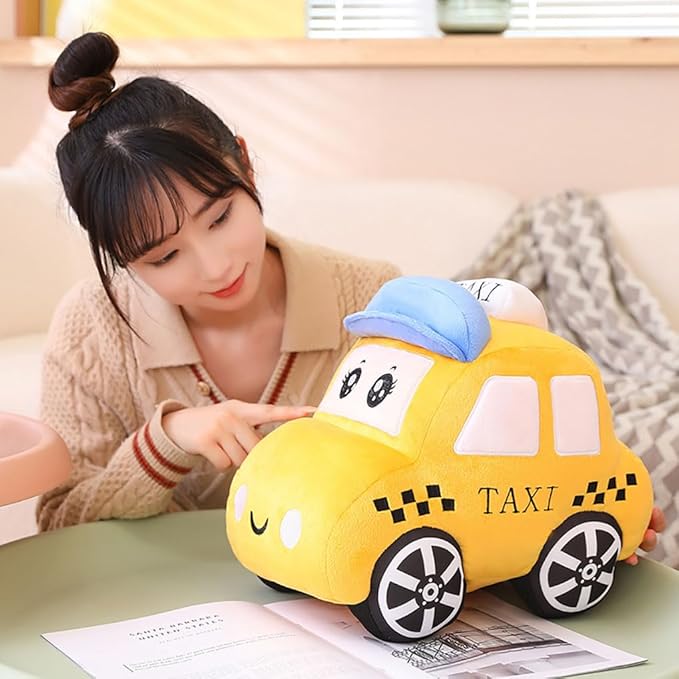 Soft Plush Taxi Stuffed Car Toy Super Cute Yellow Truck Plushie Excellent Gifts for Kids or Birthday Party 10.6 Inches (Taxi)