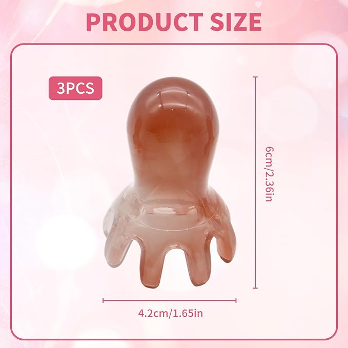 3Pcs Octopus Head Massager Comb Head Massages Tools Manual Acupressure Device with 8 Flexible Nodes Can Deeply Relax Compact and Easy to Carry Suitable for Home Office Use.