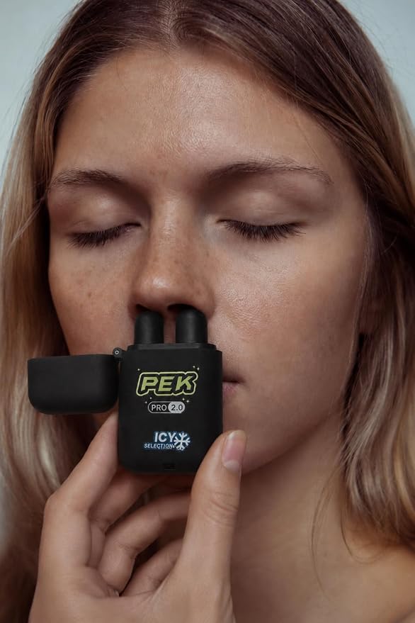 PEK Nasal Stick - Strong Cooling Menthol Inhaler for Energy & Focus | Aromatherapy Nasal Inhaler with Natural Essential Oils | Portable Dual-Nostril Mood Boost | Energy Flavor (Watermelon)
