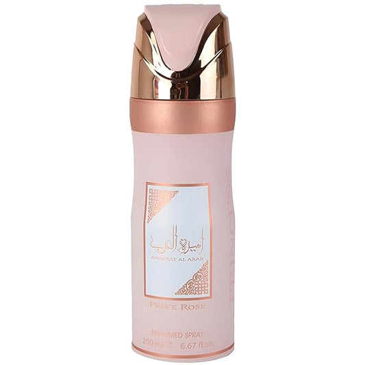 Asdaaf Ameerat Al Arab Prive Rose – Floral, Fruity, Musky, Sweet – Perfumed Deodorant Spray for Women, 6.67 Ounce / 200 ml