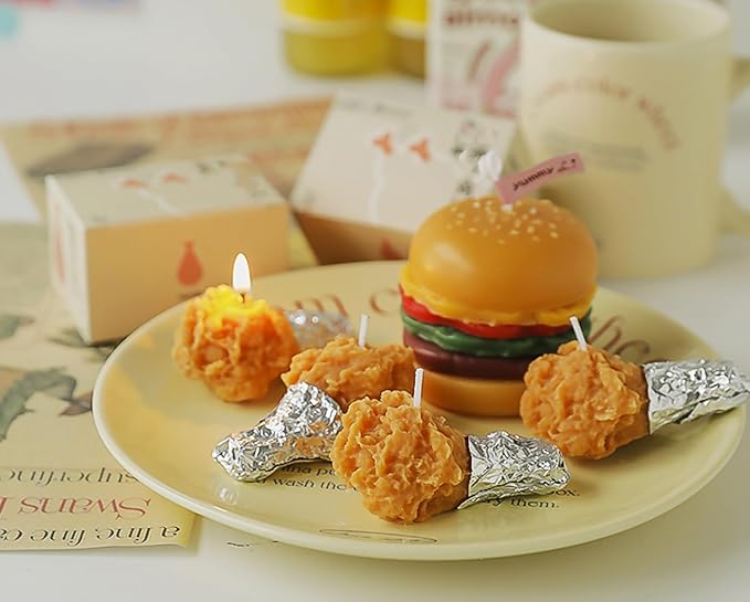 Fried Drumstick Shape Scented Candle,2PCS Fried Chicken Leg Aroma Soy Wax Funny Decorative Candle for Table Photo Prop Birthday,Prefect Gift for Meditation Stress Relief Mood Boosting