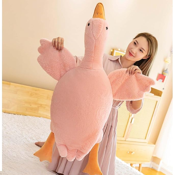 Goose Plush Stuffed Animal, 19.7" Goose Plush Stuffed Toy Super Soft Swan Plushies Pillow Gifts for Kids Adults Birthday (1PC-Pink 19.7'')