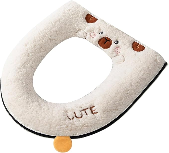 Cartoon Toilet Seat Cover, Plush Warm Soft Easy Installation Easy Winter Toilet Seat Cover for Home Bathroom