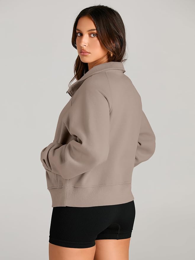 AUTOMET Womens Sweatshirts Half Zip Fleece Pullover Fall Outfits | Fall Fashion Clothes 2026,Cropped Sweatshirts,Cute Y2k Tops,Quarter Zipper Sweater,Winter Loungwear Outfits
