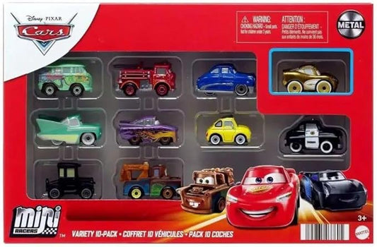 Mattel Disney Cars Metal Mini Racers Variety 10 Pack Small Metal Movie Vehicles for Competition and Story Play