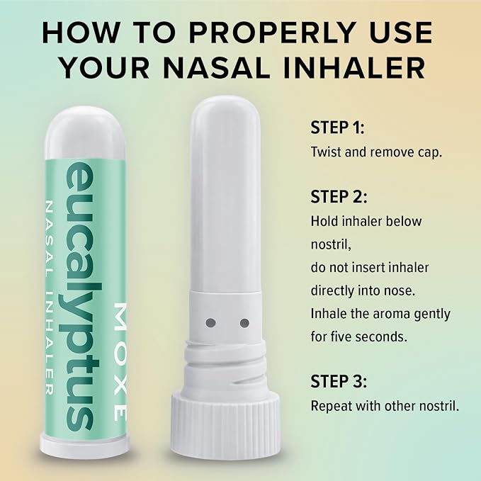 MOXĒ Eucalyptus Essential Oil Nasal Inhaler, Sinus & Congestion Relief, Daily Relaxation, Stress Relief, Therapeutic No-Mess Aromatherapy, Pure and Natural, Made in USA (1 Pack)