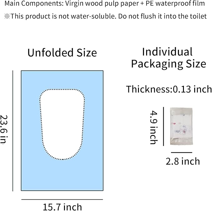 Disposable Toilet Seat Covers | Waterproof Design | for Adults and Kids Potty Training | Portable Accessories for Public Restrooms, Camping, Airplane Travel (20, Rabbit)