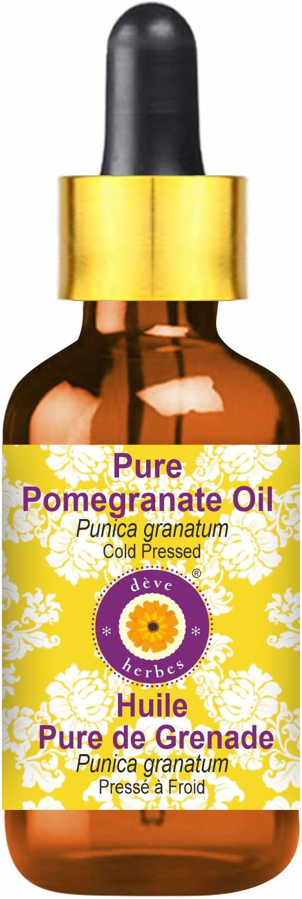 dève herbes Pure Pomegranate Oil (Punica granatum) with Glass Dropper Cold Pressed 15ml (0.50 oz)