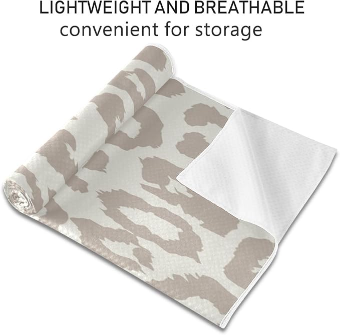 YETTASBIN Leopard Yoga Mat Towel, Non Slip Sweat Absorbent Hot Yoga Towel Portable Lightweight Travel Workout Towel with Storage Bag for Home Yoga, Pilates, Fitness 73x 27 Inch