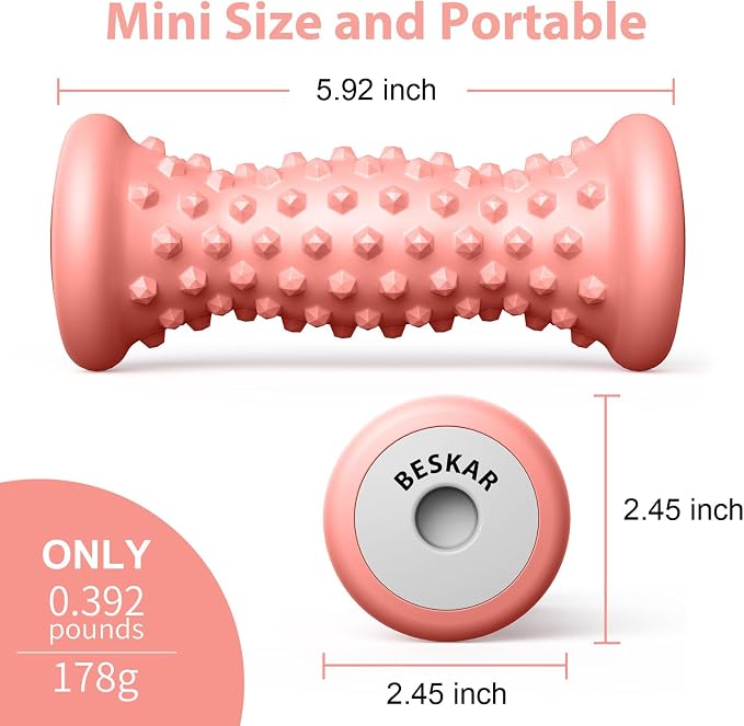 BESKAR Foot Massage Roller for Plantar Fasciitis Relief, Portable Reflexology Tool Pressure Point Massage Rollers, Deep Tissue Massages for Relieving Feet Arch Heel Pain, Myofascial Pain Syndrome