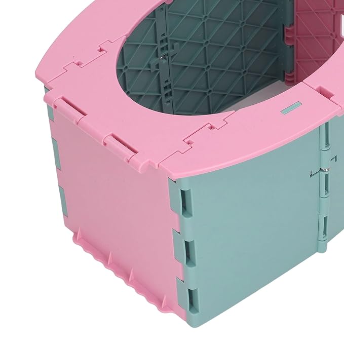 Toddler Potty, Foldable Portable Potty with PP Material, Lightweight Travel with Cleaning Bag and Storage Bag, Quick Setup Baby Toilet for Camping Car Trips Toddlers (Green Pink)
