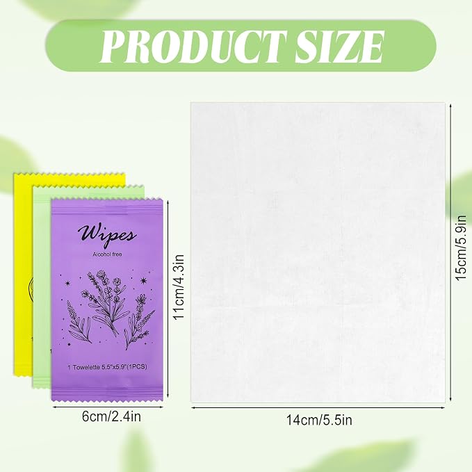 Individual Hand Wipes Wet Wipes Travel Size,Wet Wipes Individually Wrapped | 60PCS Bulk Cleansing Travel Size Wipes for Wedding Travel Restaurant Barbecue(Mint,Lemon,Lavender)