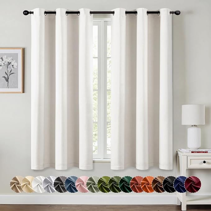 MIULEE Blackout Curtains for Bedroom 2 Panels 40 x 54 Inch Long Ivory | Thermal Insulated, Living Room Darkening Grommet Drapes, Noise Reducing, Light Blocking Window Treatments
